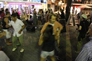 Summer fun in the streets in Sant Feliu de Guixols, Catalunya