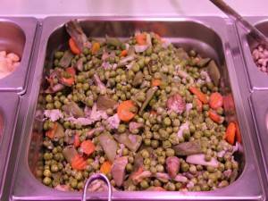 Other veggies like these peas with ham and mushrooms