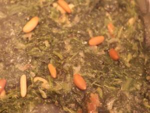 Classic Catalan dish of spinach, raisins and pine nute