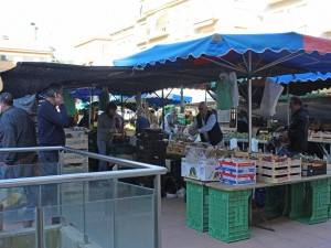 The outdoor market in Sant Feliu de Guixols specialises in fresh fruit and vegetables