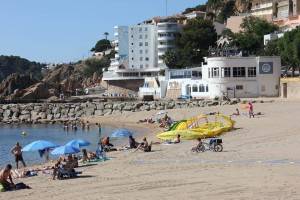 There are pedaloes for hire at this end of the beach